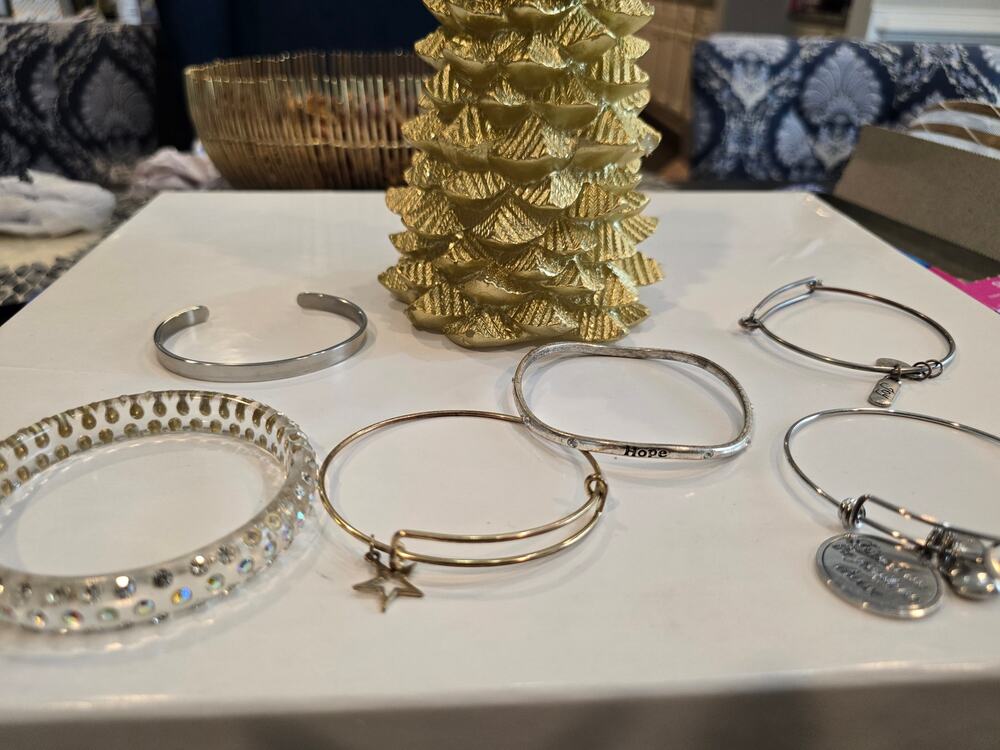 Bulk silver tone charm bracelets